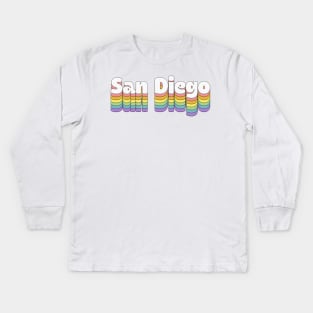 San Diego // Retro Typography Design Kids Long Sleeve T-Shirt